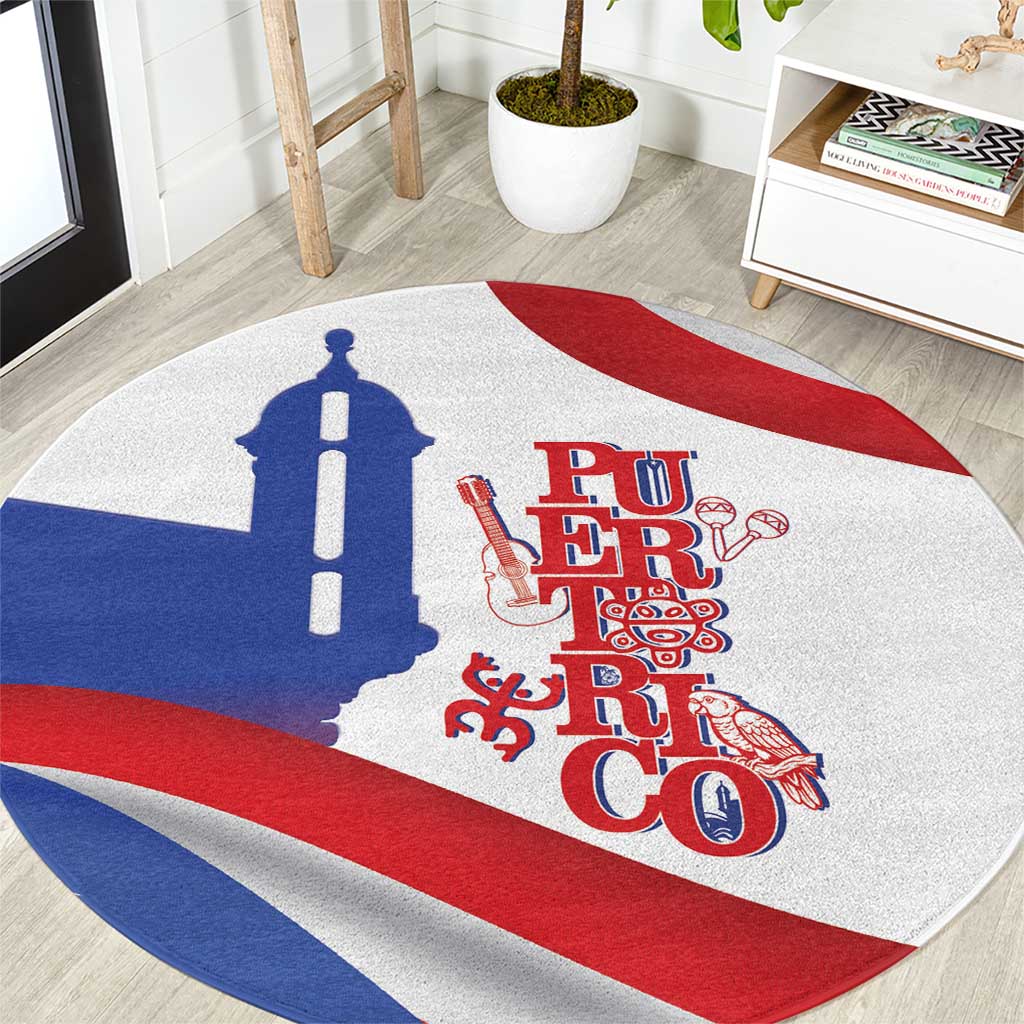 Puerto Rico Round Carpet Puerto Rican Proud El Morro Flag Wave Style