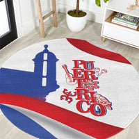 Puerto Rico Round Carpet Puerto Rican Proud El Morro Flag Wave Style