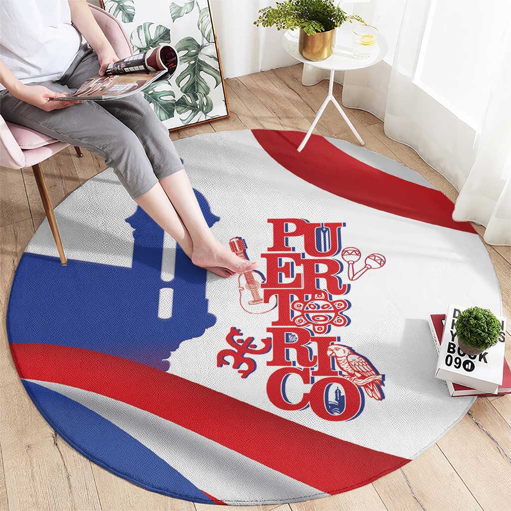 Puerto Rico Round Carpet Puerto Rican Proud El Morro Flag Wave Style