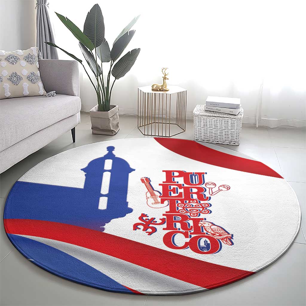 Puerto Rico Round Carpet Puerto Rican Proud El Morro Flag Wave Style