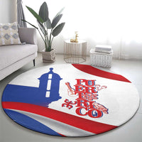 Puerto Rico Round Carpet Puerto Rican Proud El Morro Flag Wave Style