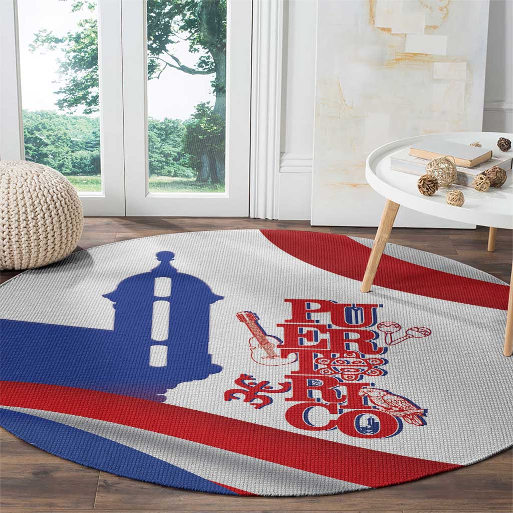 Puerto Rico Round Carpet Puerto Rican Proud El Morro Flag Wave Style