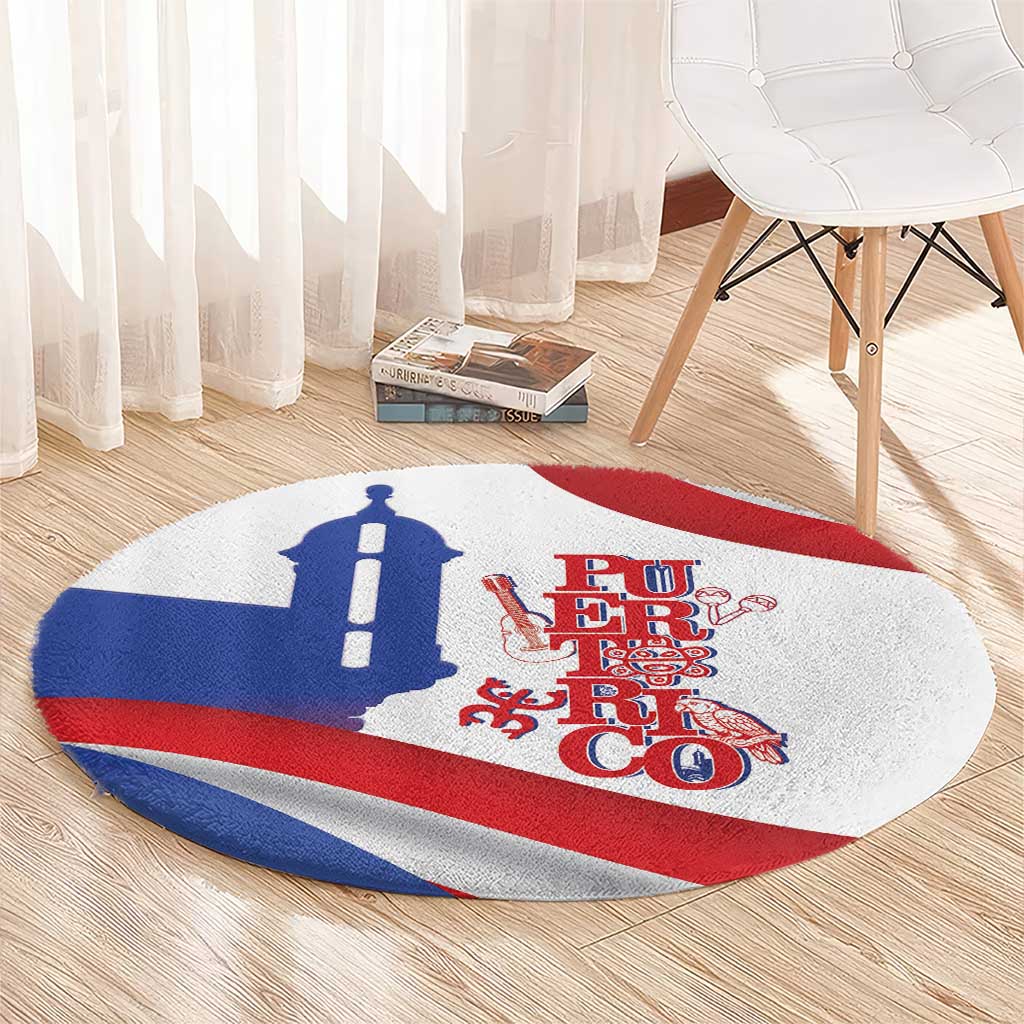 Puerto Rico Round Carpet Puerto Rican Proud El Morro Flag Wave Style