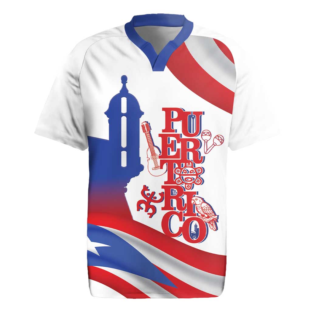 Puerto Rico Rugby Jersey Puerto Rican Proud El Morro Flag Wave Style