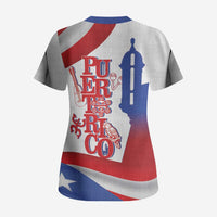 Puerto Rico Scrub Top Puerto Rican Proud El Morro Flag Wave Style