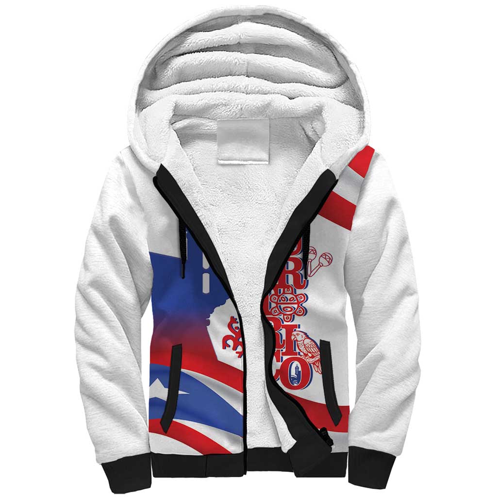 Puerto Rico Sherpa Hoodie Puerto Rican Proud El Morro Flag Wave Style