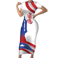 Puerto Rico Short Sleeve Bodycon Dress Puerto Rican Proud El Morro Flag Wave Style