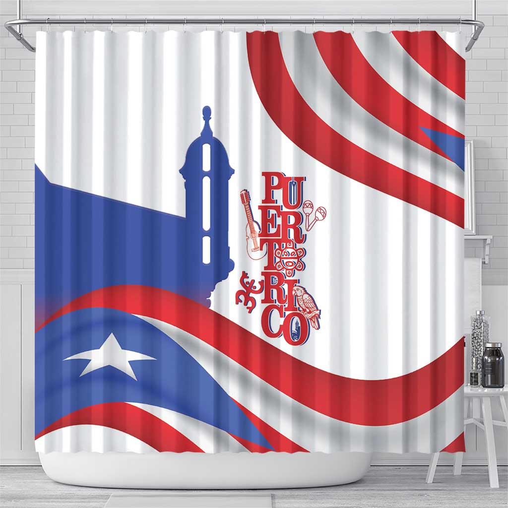 Puerto Rico Shower Curtain Puerto Rican Proud El Morro Flag Wave Style