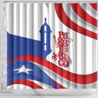 Puerto Rico Shower Curtain Puerto Rican Proud El Morro Flag Wave Style