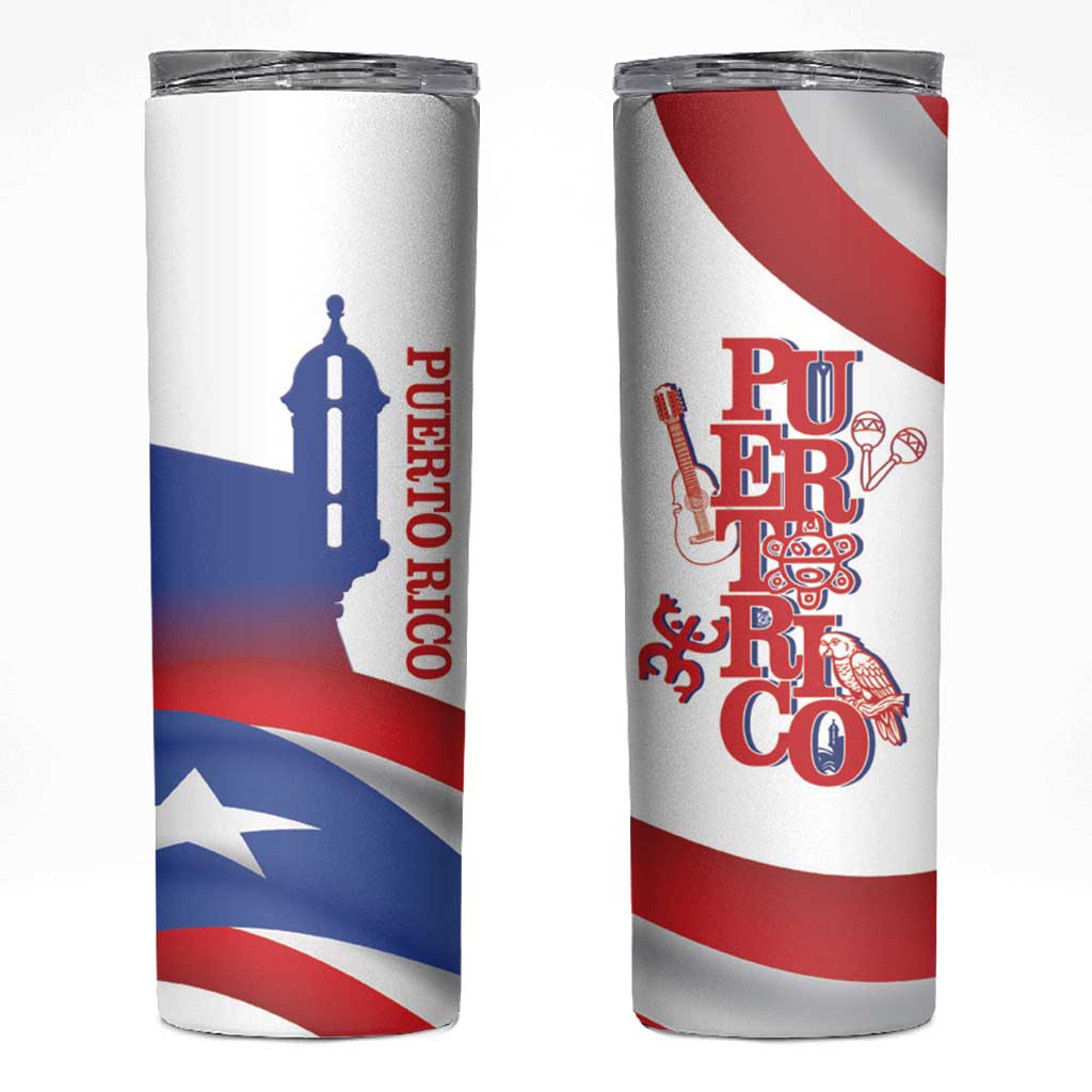 Puerto Rico Skinny Tumbler Puerto Rican Proud El Morro Flag Wave Style