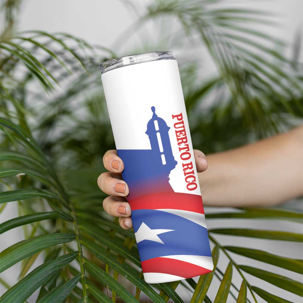 Puerto Rico Skinny Tumbler Puerto Rican Proud El Morro Flag Wave Style