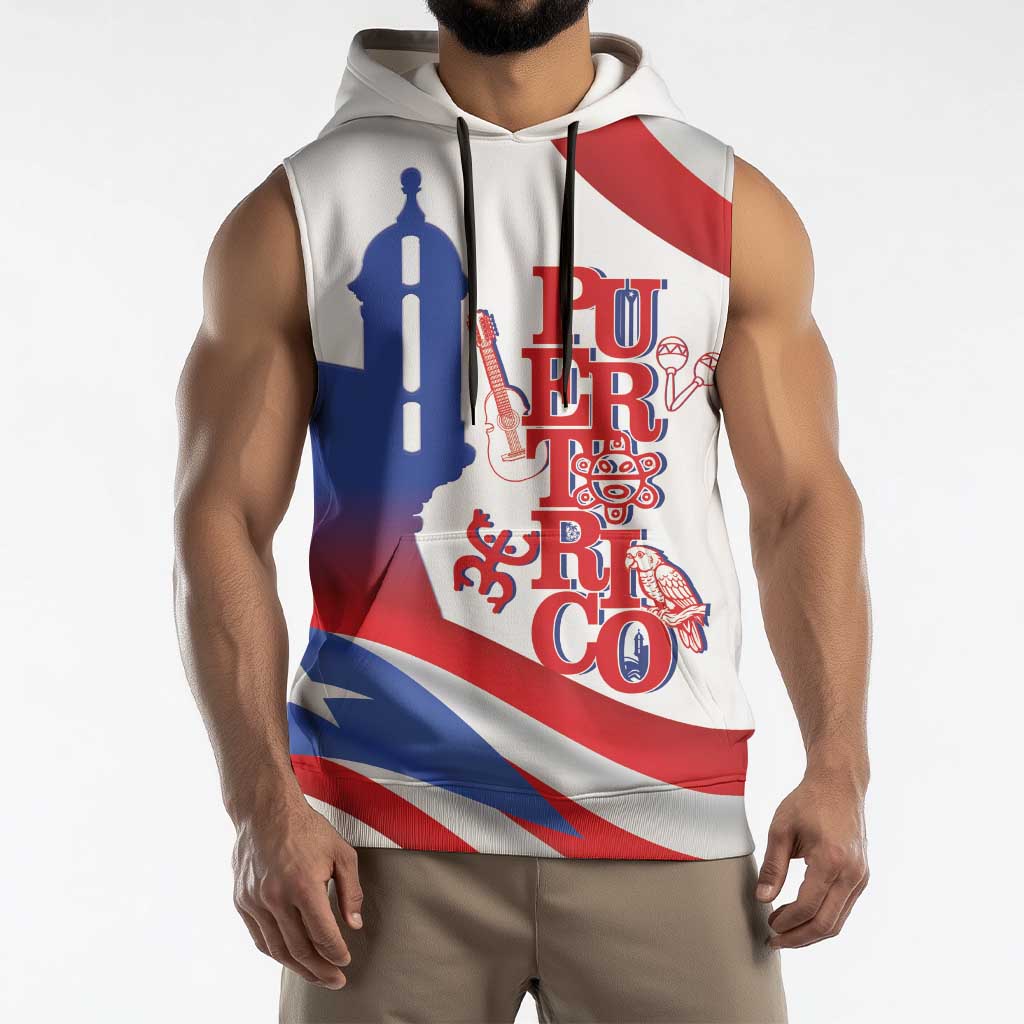 Puerto Rico Sleeveless Hoodie Puerto Rican Proud El Morro Flag Wave Style
