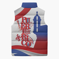 Puerto Rico Sleeveless Puffer Jacket Puerto Rican Proud El Morro Flag Wave Style