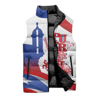 Puerto Rico Sleeveless Puffer Jacket Puerto Rican Proud El Morro Flag Wave Style