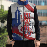 Puerto Rico Sleeveless Puffer Jacket Puerto Rican Proud El Morro Flag Wave Style