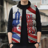 Puerto Rico Sleeveless Puffer Jacket Puerto Rican Proud El Morro Flag Wave Style