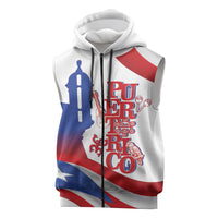 Puerto Rico Sleeveless Zip Hoodie Puerto Rican Proud El Morro Flag Wave Style