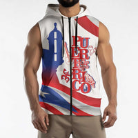 Puerto Rico Sleeveless Zip Hoodie Puerto Rican Proud El Morro Flag Wave Style