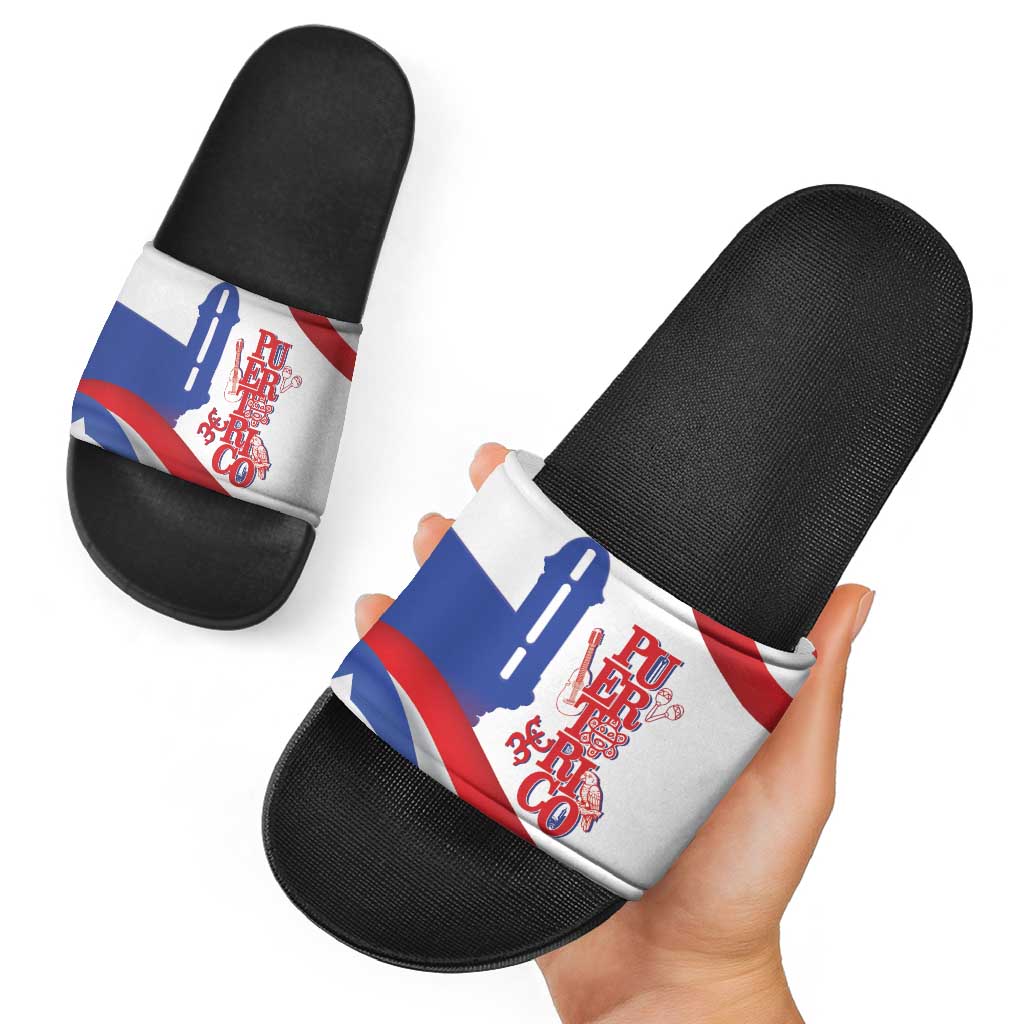 Puerto Rico Slide Sandals Puerto Rican Proud El Morro Flag Wave Style
