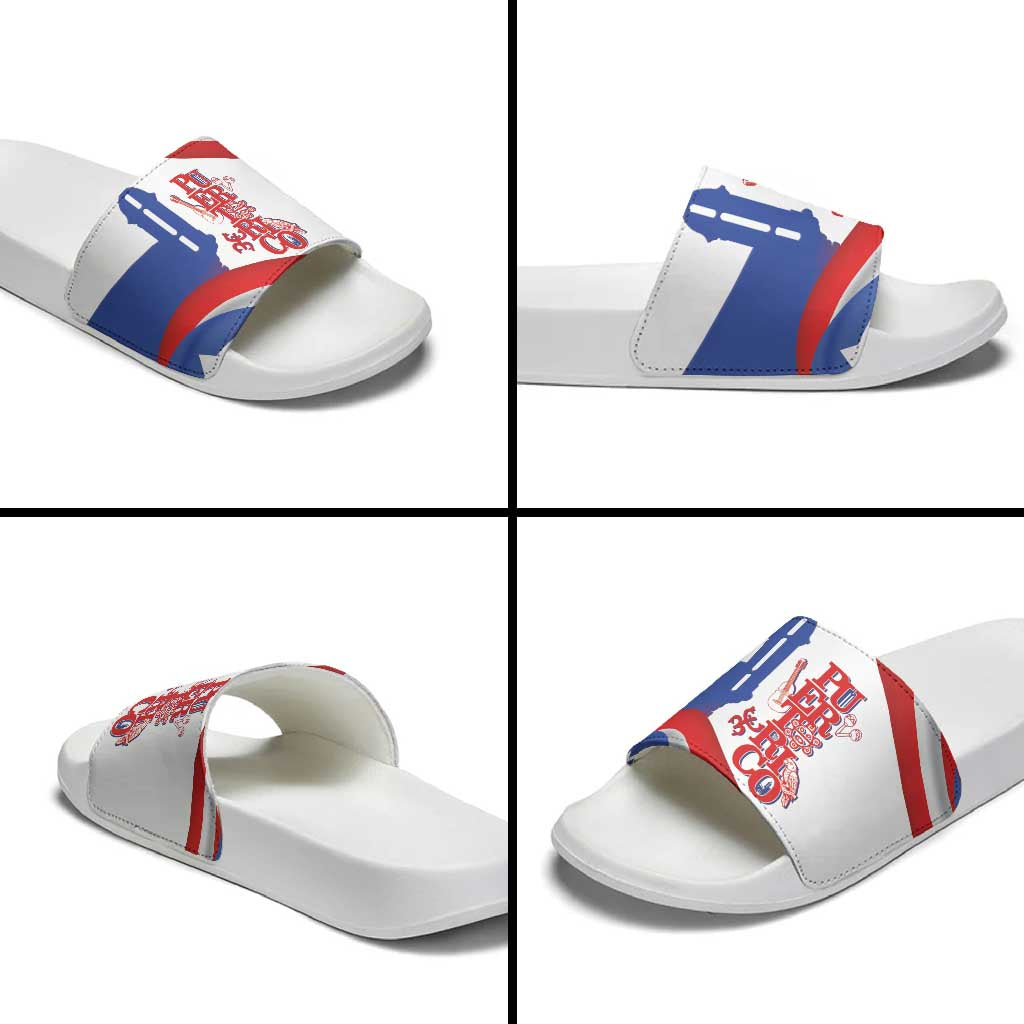 Puerto Rico Slide Sandals Puerto Rican Proud El Morro Flag Wave Style