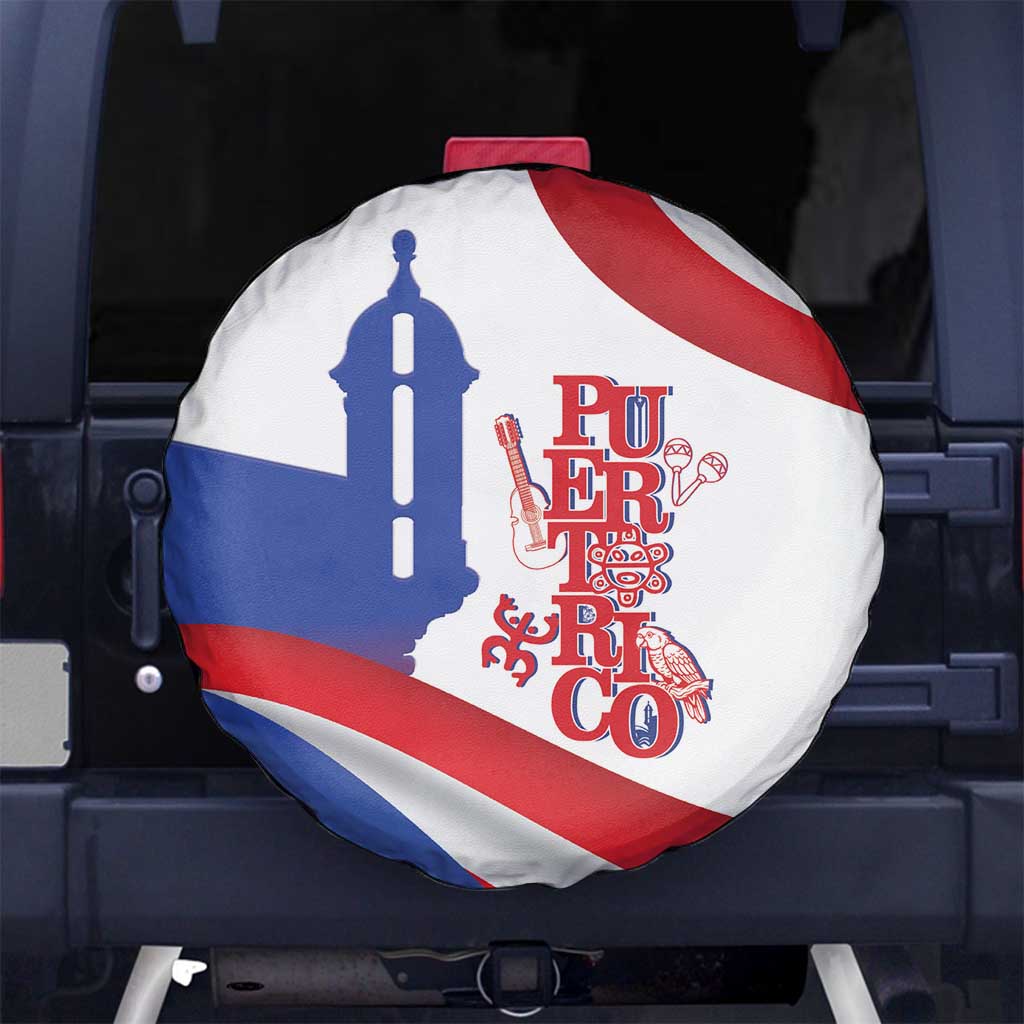 Puerto Rico Spare Tire Cover Puerto Rican Proud El Morro Flag Wave Style
