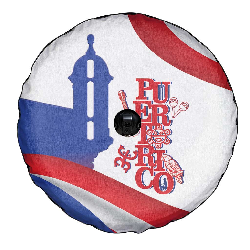 Puerto Rico Spare Tire Cover Puerto Rican Proud El Morro Flag Wave Style