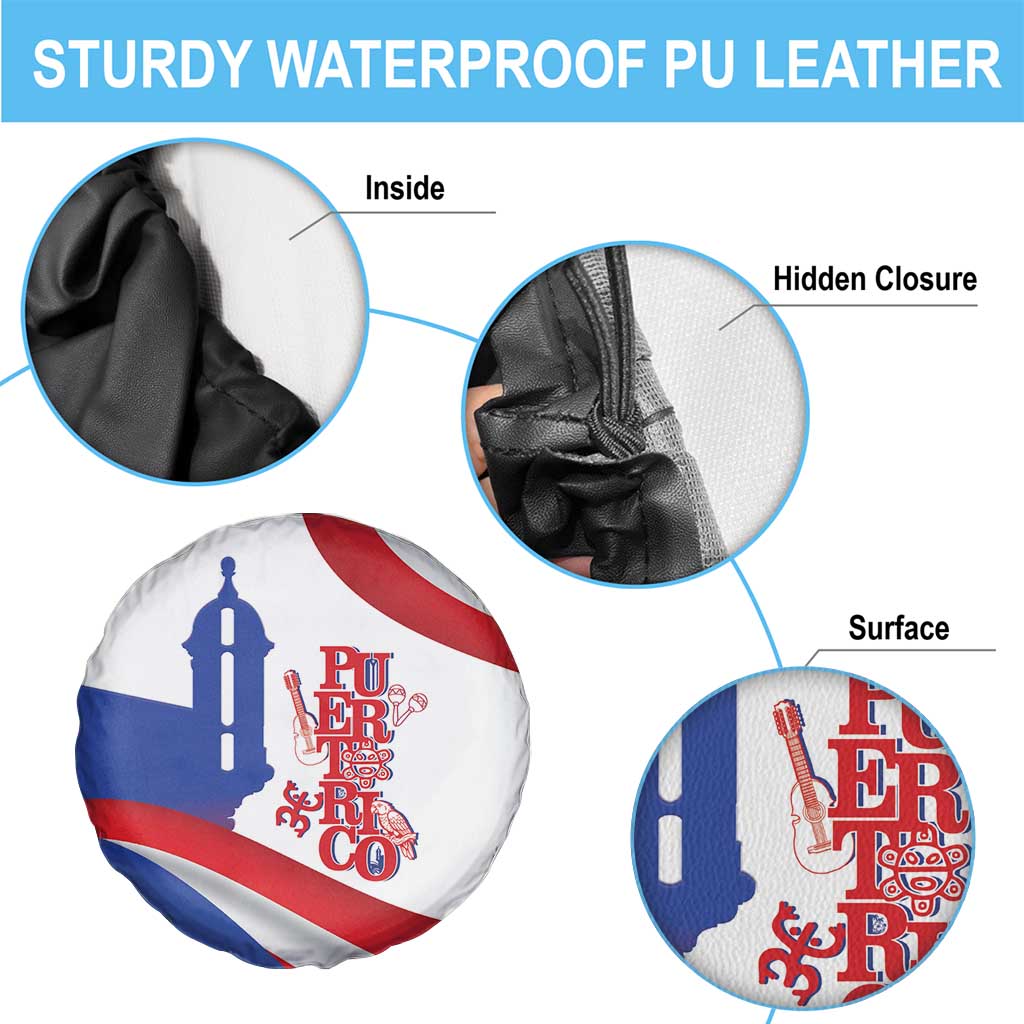 Puerto Rico Spare Tire Cover Puerto Rican Proud El Morro Flag Wave Style