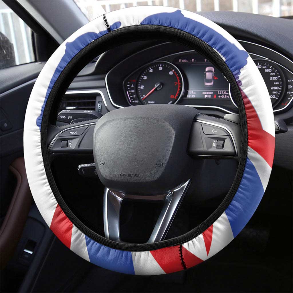 Puerto Rico Steering Wheel Cover Puerto Rican Proud El Morro Flag Wave Style