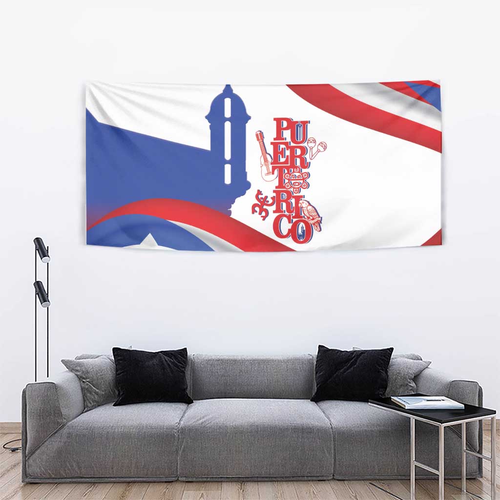 Puerto Rico Tapestry Puerto Rican Proud El Morro Flag Wave Style