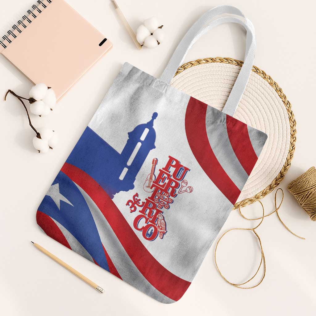 Puerto Rico Tote Bag Puerto Rican Proud El Morro Flag Wave Style