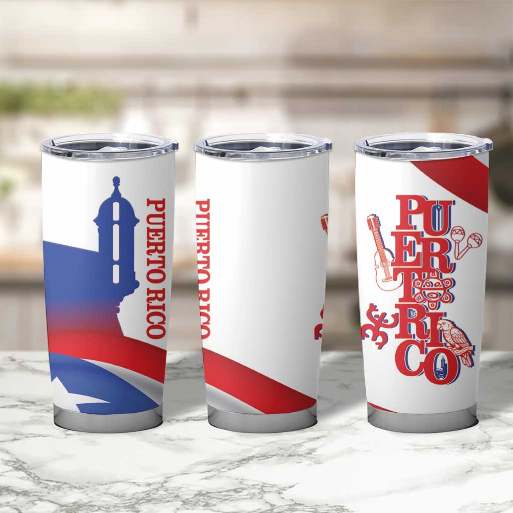 Puerto Rico Tumbler Cup Puerto Rican Proud El Morro Flag Wave Style
