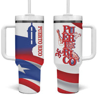 Puerto Rico Tumbler With Handle Puerto Rican Proud El Morro Flag Wave Style