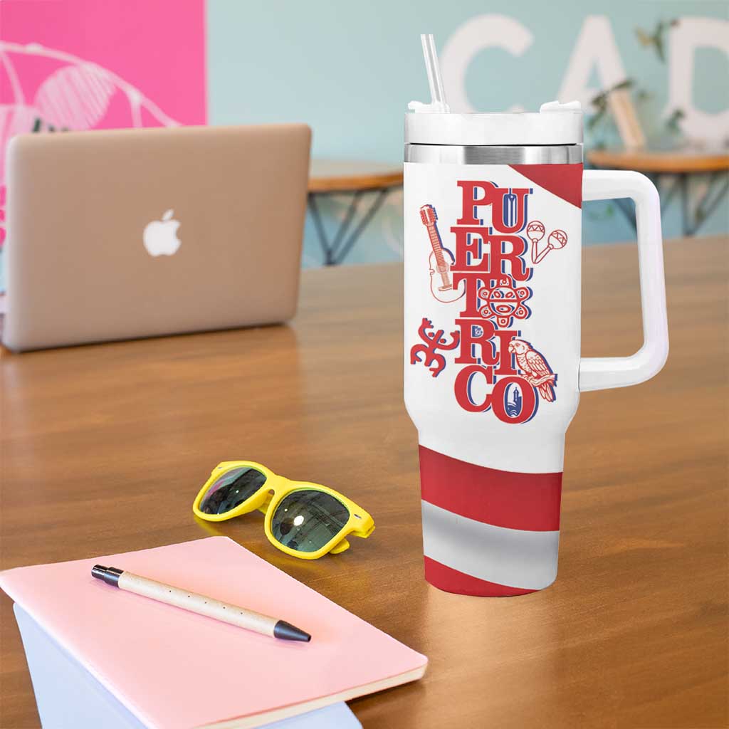 Puerto Rico Tumbler With Handle Puerto Rican Proud El Morro Flag Wave Style