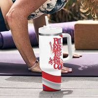 Puerto Rico Tumbler With Handle Puerto Rican Proud El Morro Flag Wave Style