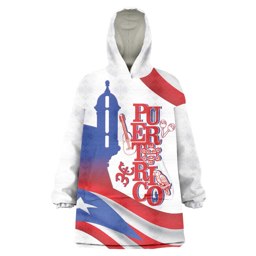 Puerto Rico Wearable Blanket Hoodie Puerto Rican Proud El Morro Flag Wave Style