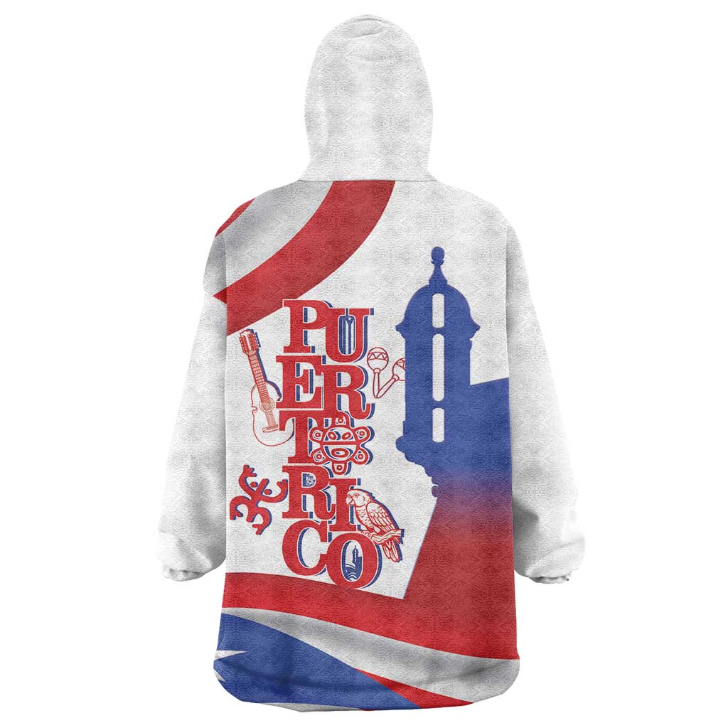 Puerto Rico Wearable Blanket Hoodie Puerto Rican Proud El Morro Flag Wave Style