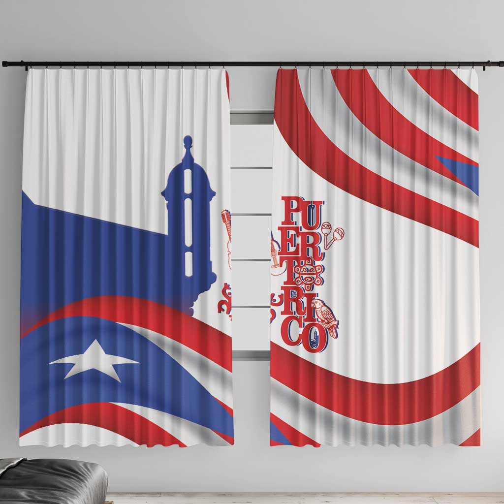 Puerto Rico Window Curtain Puerto Rican Proud El Morro Flag Wave Style