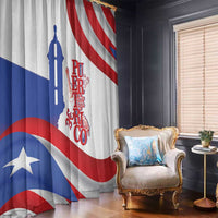 Puerto Rico Window Curtain Puerto Rican Proud El Morro Flag Wave Style