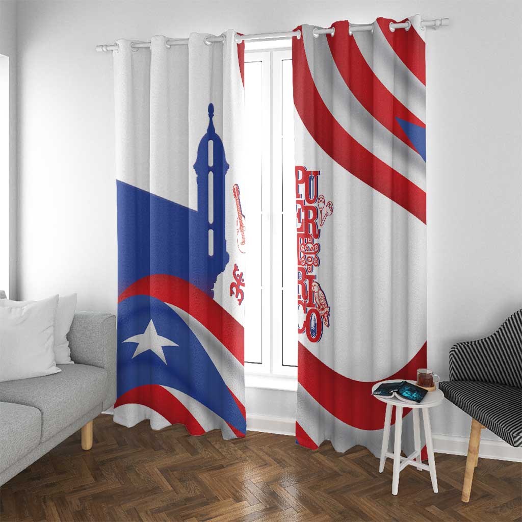 Puerto Rico Window Curtain Puerto Rican Proud El Morro Flag Wave Style