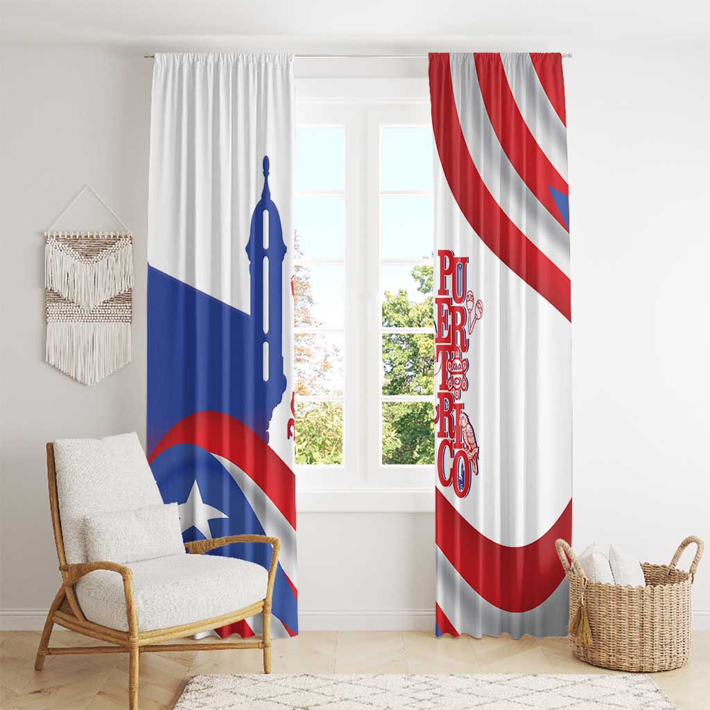 Puerto Rico Window Curtain Puerto Rican Proud El Morro Flag Wave Style