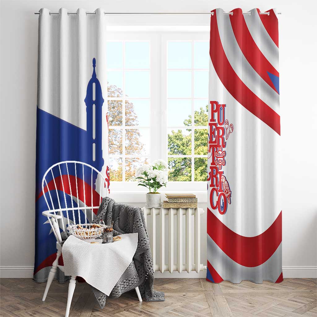 Puerto Rico Window Curtain Puerto Rican Proud El Morro Flag Wave Style