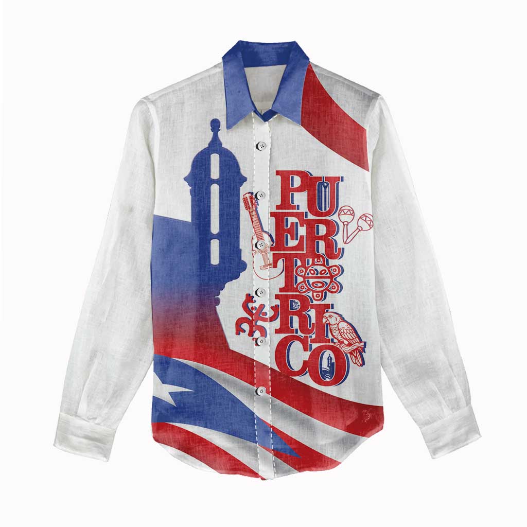 Puerto Rico Women Casual Shirt Puerto Rican Proud El Morro Flag Wave Style