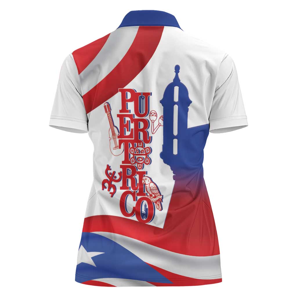 Puerto Rico Women Polo Shirt Puerto Rican Proud El Morro Flag Wave Style