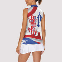 Puerto Rico Women Sleeveless Polo Shirt Puerto Rican Proud El Morro Flag Wave Style