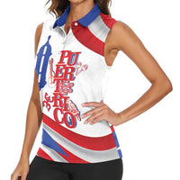 Puerto Rico Women Sleeveless Polo Shirt Puerto Rican Proud El Morro Flag Wave Style