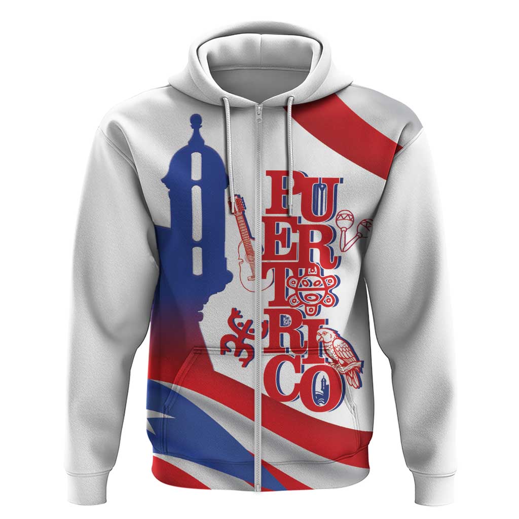 Puerto Rico Zip Hoodie Puerto Rican Proud El Morro Flag Wave Style