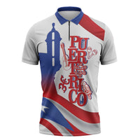 Puerto Rico Zipper Polo Shirt Puerto Rican Proud El Morro Flag Wave Style