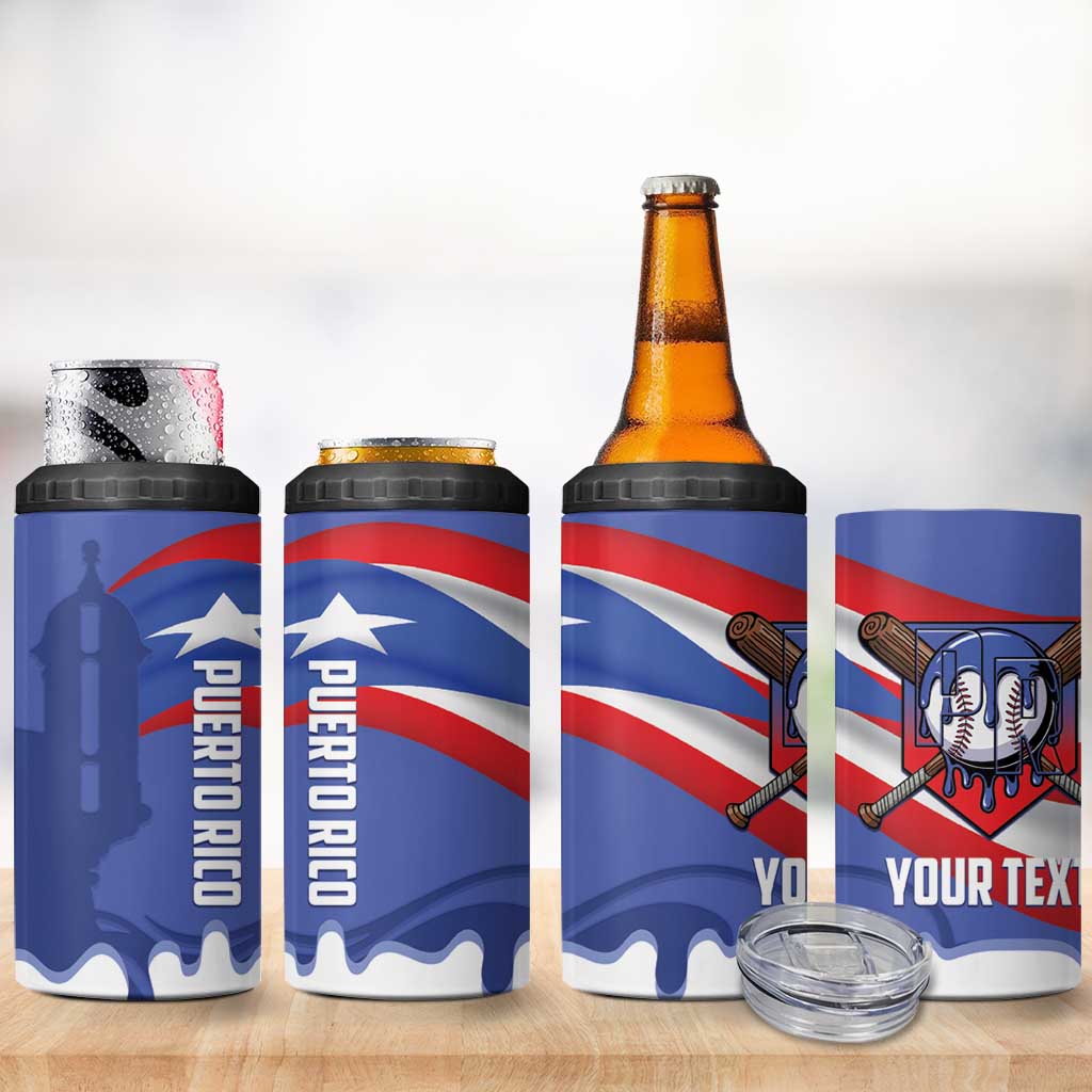 Puerto Rico 2026 Baseball Custom 4 in 1 Can Cooler Tumbler Go Puerto Rican El Morro Drip Style