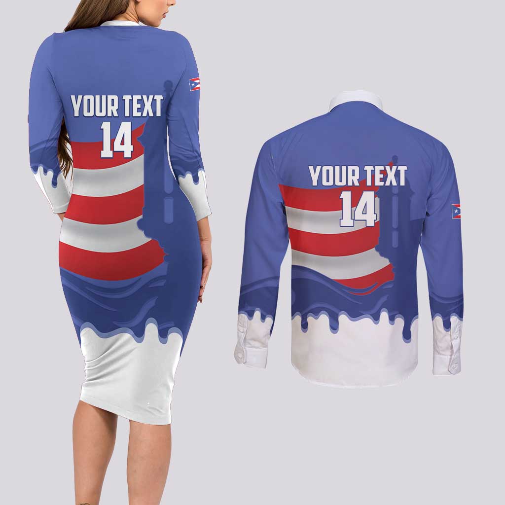 Puerto Rico 2026 Baseball Custom Couples Matching Long Sleeve Bodycon Dress and Long Sleeve Button Shirt Go Puerto Rican El Morro Drip Style