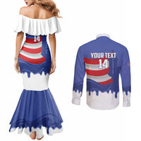 Puerto Rico 2026 Baseball Custom Couples Matching Mermaid Dress and Long Sleeve Button Shirt Go Puerto Rican El Morro Drip Style